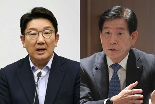 권성동 국민의힘 원내대표(왼쪽)와 박두선 대우조선해양 사장. ⓒ연합, 시사오늘 권희정 기자