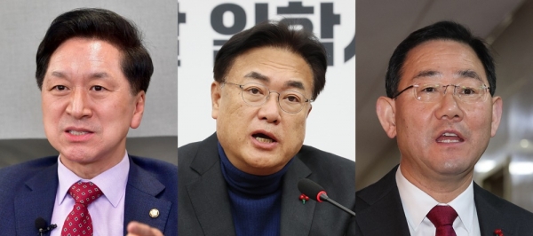 (왼쪽부터) 김기현 의원, 정진석 비상대책위원장, 주호영 원내대표. ⓒ연합뉴스